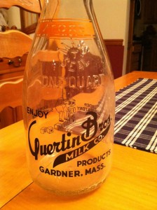 one of the few surviving milk bottles from the Guertin Brothers company, owned by my mother.